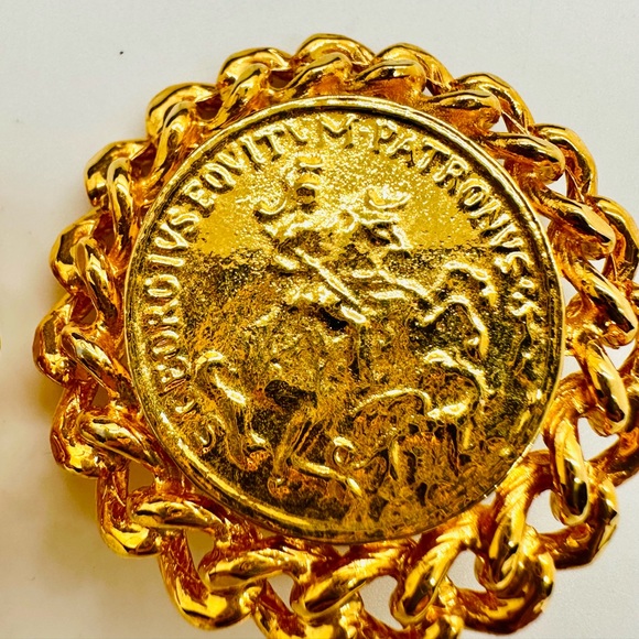Vintage Ornate Medallion Statement Earrings - Picture 4 of 13
